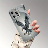 Light Luxury Crystal Eagle Pattern Glass Electroplated Case For iPhone