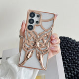 Luxury Plating 3D Hollow Butterfly Phone Case For Samsung