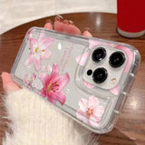 Pink Trumpet Flower Transparent Shockproof Soft TPU Phone Case For IPhone