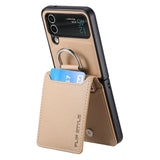 Magnetic Ring Holder Leather Wallet Cards Solt Case for Samsung Galaxy Z Flip