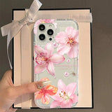 Pink Trumpet Flower Transparent Shockproof Soft TPU Phone Case For IPhone
