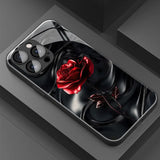 Abstract Red Rose Pattern Tempered Glass Case For iPhone