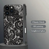 Black Lace Style Cool Girl Pattern Glass Case For iPhone