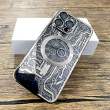 Mechanical Drawing Transparent Plating Case For iPhone