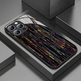 Colorful Stripes Pattern Tempered Glass Black Case For iPhone