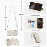 Crossbody Flip Leather Women Girls Wallet Card Holder  Case for IPhone with 2 Lanyads