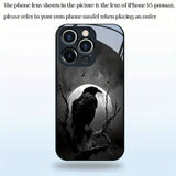 Night Raven Bright Moon Pattern Tempered Glass Case For iPhone