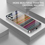 Colorful Stripes Pattern Tempered Glass Case For iPhone