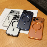 Magnetic Matte Translucent Plating Hard PC  Case For iPhone