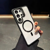 Transparent Magnetic Metal Lens Bracket Case For Samsung