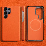 Natural Cowhide Leather Magnetic Case for Samsung