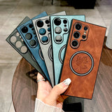 Faux Leather Maple Leaf For Magnetic Case For Samsung S26