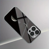 Simple Moon Love Pattern Tempered Glass Electroplated Case For iPhone