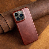 Oil Wax Luxury Genuine Leather Case For iphone