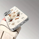 Christmas Snowflake Pattern Glass Electroplated Silver Case For iPhone