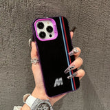 Striped letter M pattern phone case for iPhone