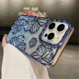 Plating Clear Bling Glitter Gradient Flowers Case For iPhone