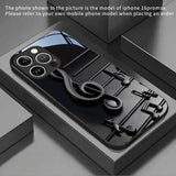 Black Music Symbol Pattern Tempered Glass Black Case For iPhone