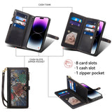 Crossbody Zipper Wallet Card Holder Lanyard Leather Case for Iphone