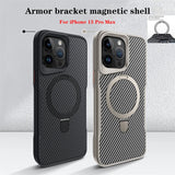 Luxury Carbon Fiber Magnetic Aluminum Alloy Bracket Case For iPhone