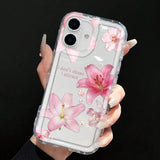 Pink Trumpet Flower Transparent Shockproof Soft TPU Phone Case For IPhone