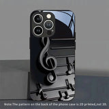 Black Music Symbol Pattern Tempered Glass Black Case For iPhone