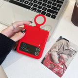 Original Fluorescence Color Liquid Silicone Ring Holder Case For Samsung Galaxy Z Flip