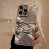 3D Silver Bowknot Phone Case For iPhone