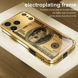 Personalized Banknotes Pattern Gold Metallic Paint Glass Case For iPhone