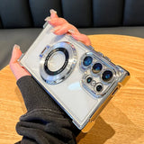 Luxury Magnetic Plating Stand Shockproof Clear Case For Samsung