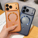 Magnetic Matte Translucent Plating Hard PC  Case For iPhone