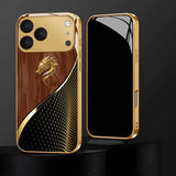 Luxury Textured Dragon Head Gold Metallic Paint Glass Phone Case For iPhone