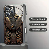 Luxury Eagle Pattern Tempered Glass Case For iPhone