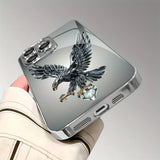 Light Luxury Crystal Eagle Pattern Glass Electroplated Case For iPhone