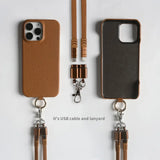 Luxury USB Charging Cable Genuine Leather Case For iPhone