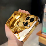 Golden For Apple Pattern Gold Metallic Paint Glass Phone Case For iPhone