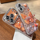 Original Orange Butterfly Glitter Clear Phone Case for iPhone