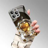Gleaming Golden For Apple Pattern Tempered Glass Case For iPhone