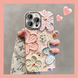 Luxurious glitter flower pattern case for iPhone