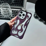 Fashion Matte 3D Hollowed Flame Phone Case For iphone