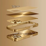 Golden Love Heart Pattern Gold Metallic Paint Glass Case For iPhone