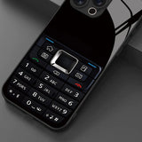 Retro Phone Button Pattern Tempered Glass Phone Case For iPhone