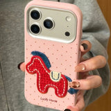 Cute Cartoon Embroidery Horse Case For iPhone