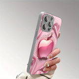 Pink Sparkling Diamond For Apple Print Glass Electroplated Case For iPhone