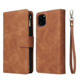 Premium Leather Wallet  Zipper Wallet Card Slots Magnetic Flip Case For iPhone