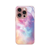 Colorful Gradient Texture Pattern Metal Tempered Glass Case For iPhone
