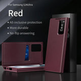 Leather Card Solt Pocket Smart Display LED Transparent Window Case for Samsung