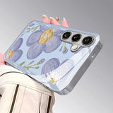 Floral Pattern Electroplated Glass Case for Samsung