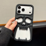 Cut-out Heat-Dissipating Skull-Face Soft Silicone Case For iPhone