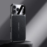 Luxurious Leather Back Electroplated Soft TPU Case For iPhone